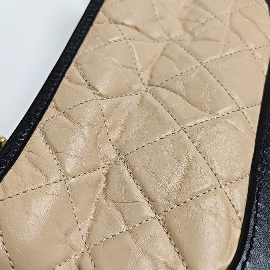 Authenticated pre-owned  GABRIELLE Small Quilted Calfskin Beige - Shoulder Bag at Looply