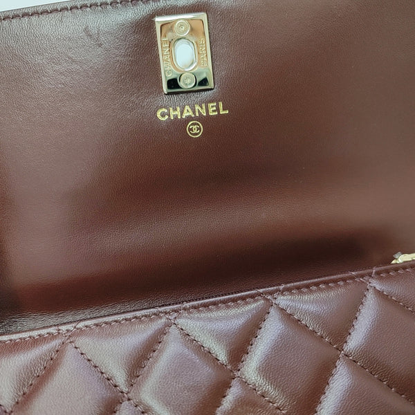 WOC Quilted Lambskin Brown