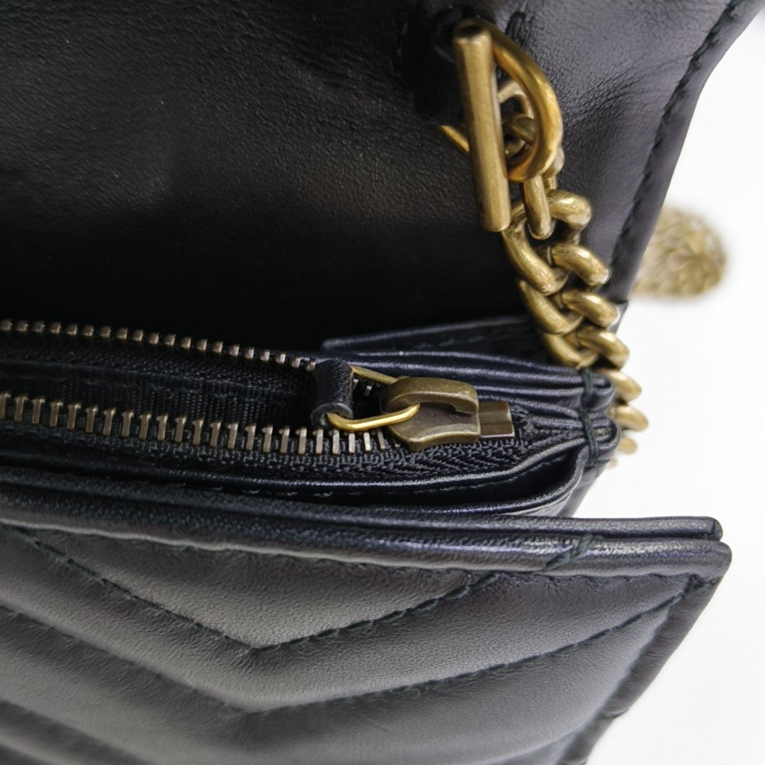 GG Marmont Mini Chevron Calfskin Black
