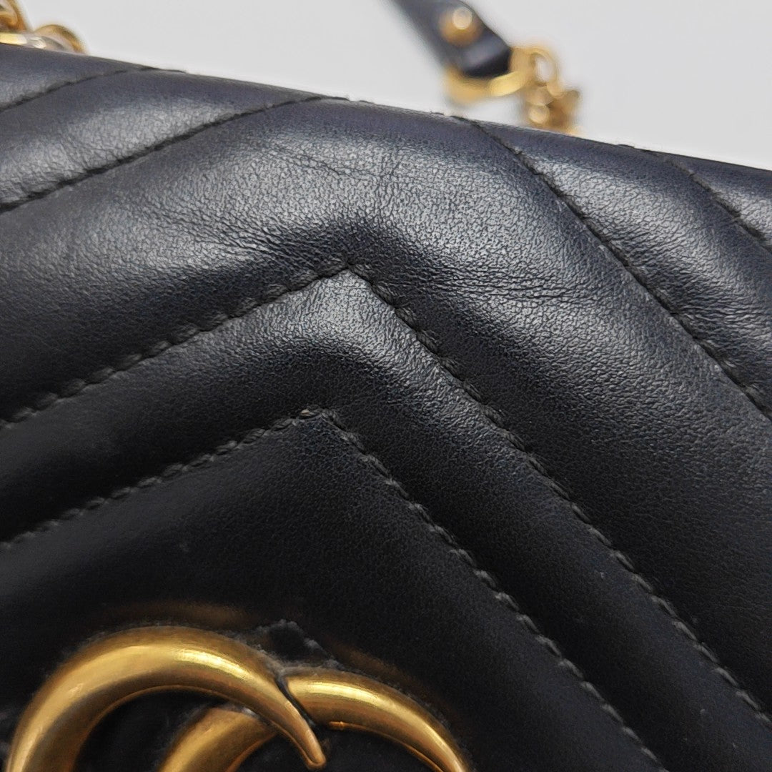 GG Marmont Small Quilted Calfskin Black