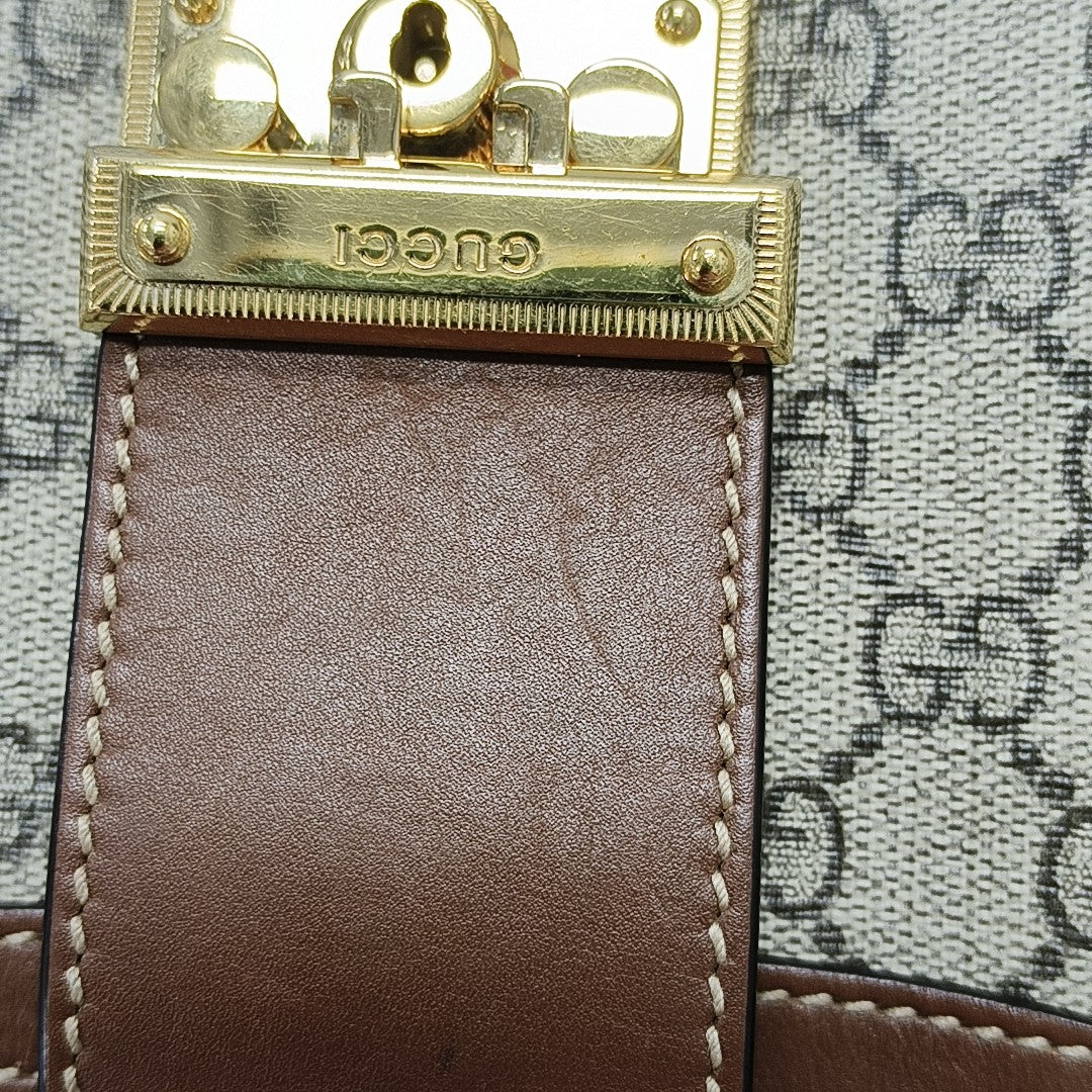 Padlock Medium Monogram Coated Canvas Beige