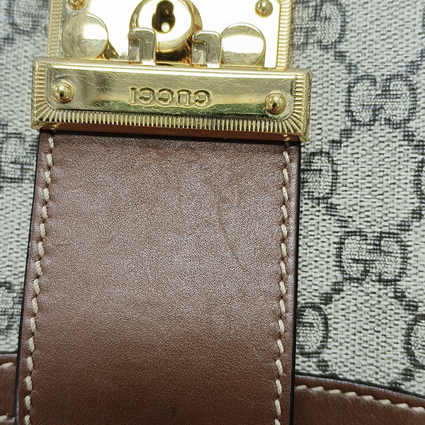 Padlock Medium Monogram Coated Canvas Beige