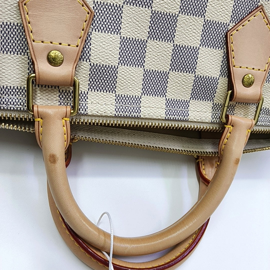 SPEEDY 30 Damier Azur Coated Canvas White