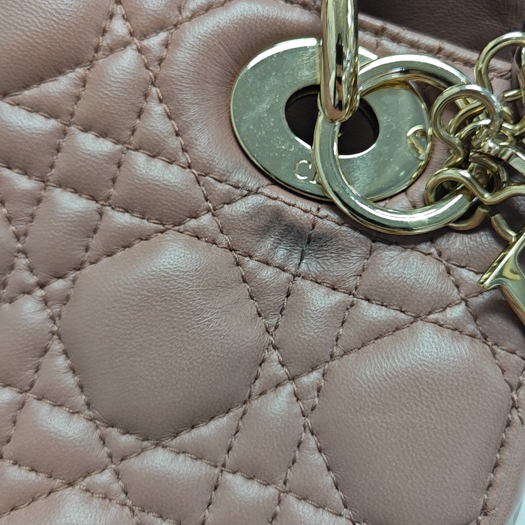 Lady Dior Small Cannage Lambskin Beige
