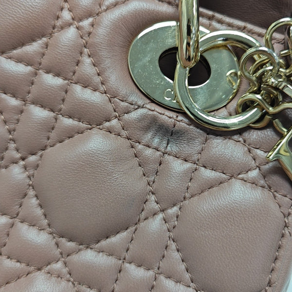 Lady Dior Small Cannage Lambskin Beige