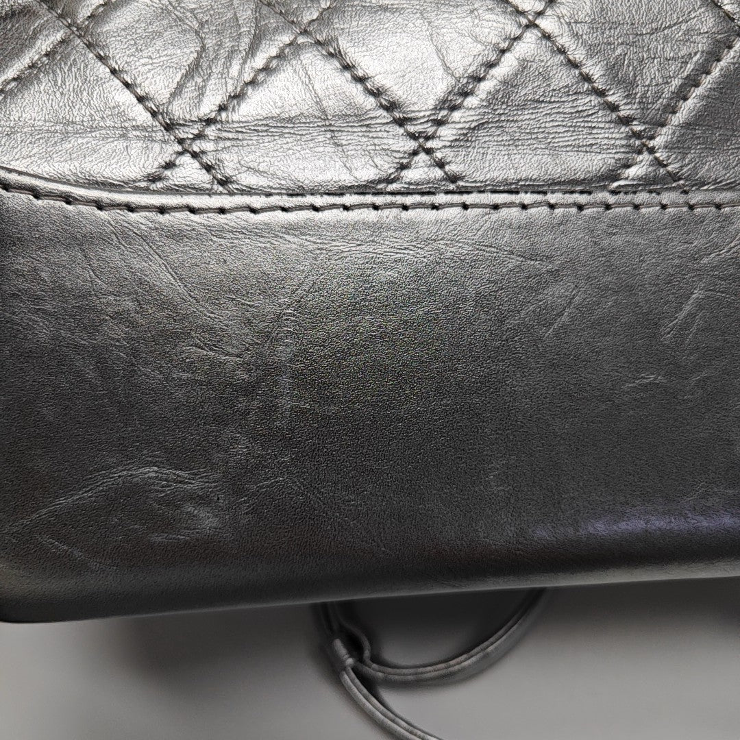 GABRIELLE Medium Quilted Calfskin Silver