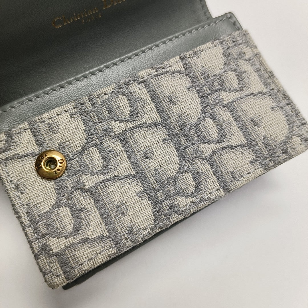 Saddle Mini Oblique Fabric Gray Card Holder