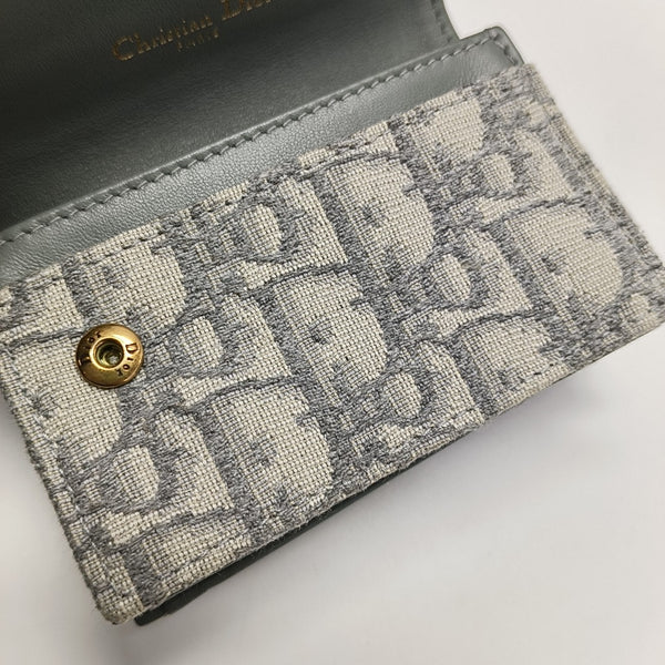 Saddle Mini Oblique Fabric Gray Card Holder