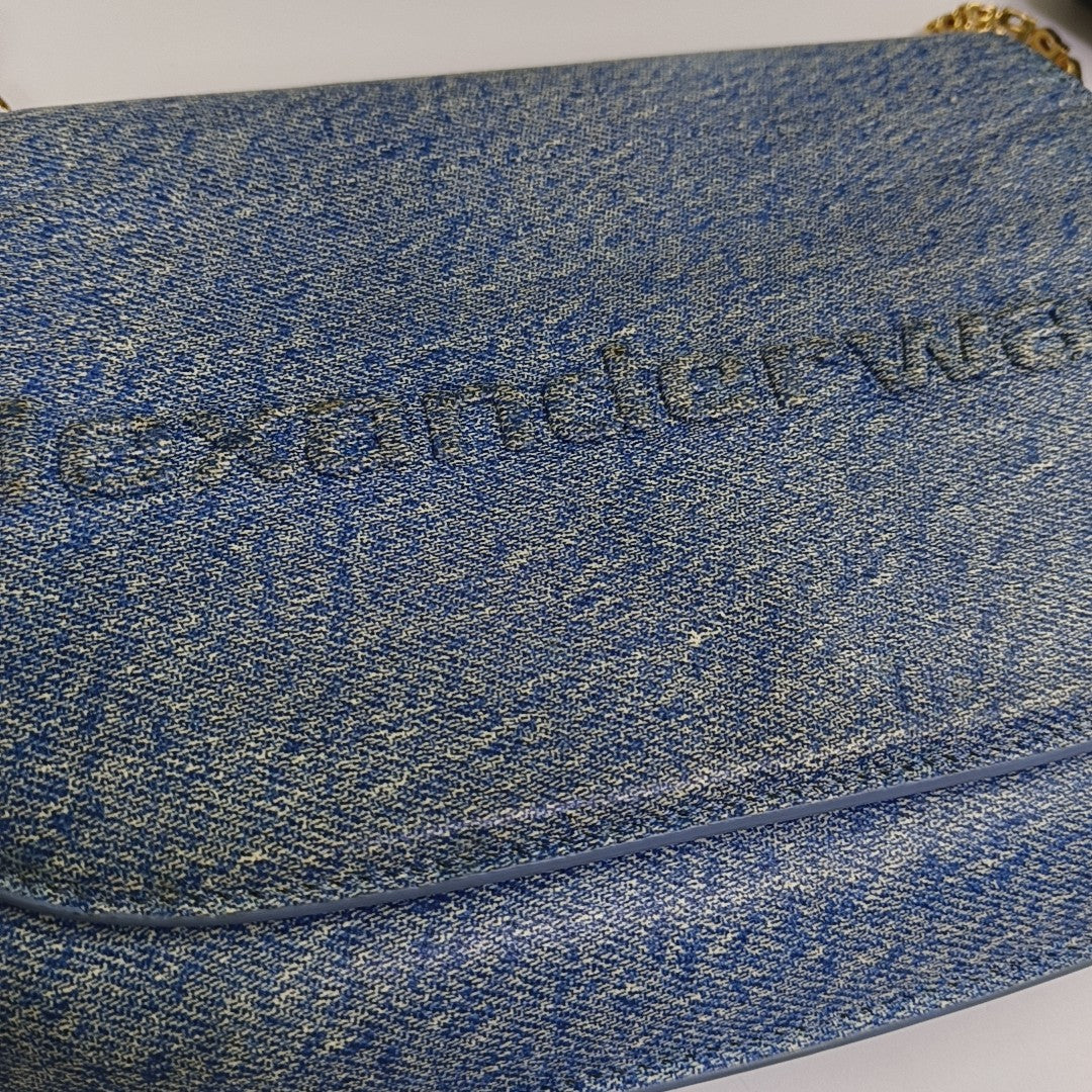 Leather Shoulder Bag Blue