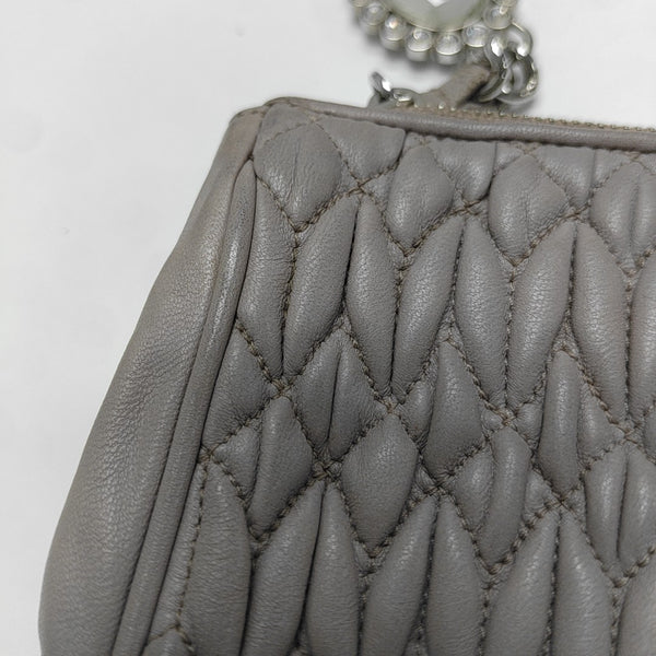 Quilted Lambskin Top Handle Bag Purple