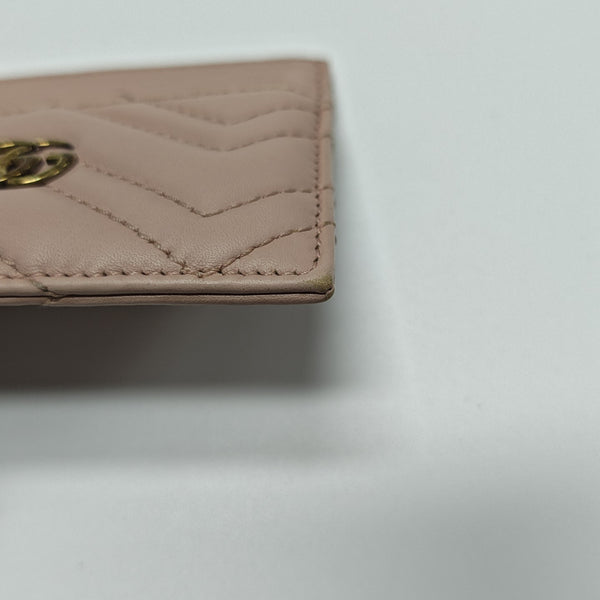 GG Marmont Mini Quilted Leather Pink Card Holder