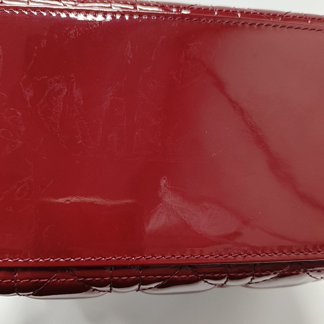 Lady Dior Medium Cannage Patent Leather Red