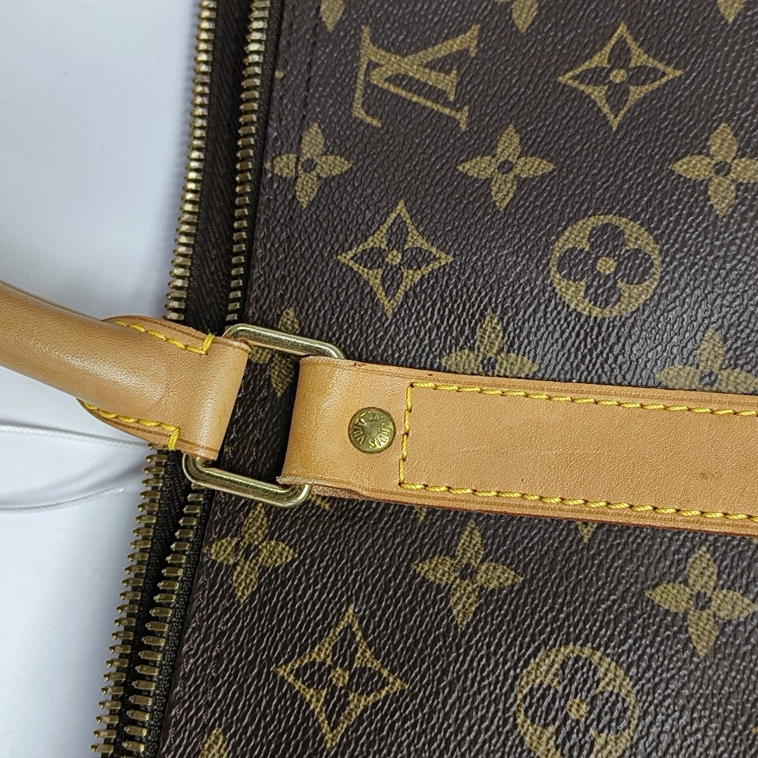 KEEPALL 60 Monogram Coated Canvas Brown