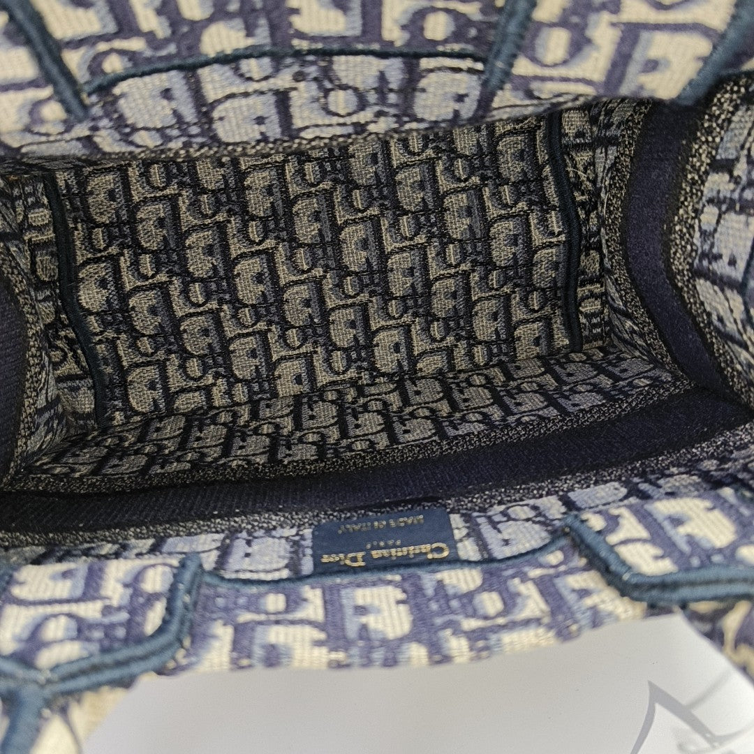 Book Tote Small Oblique Canvas Blue
