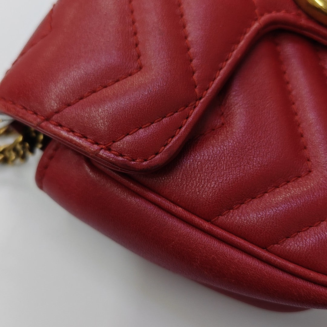 GG Marmont Mini Quilted Calfskin Red