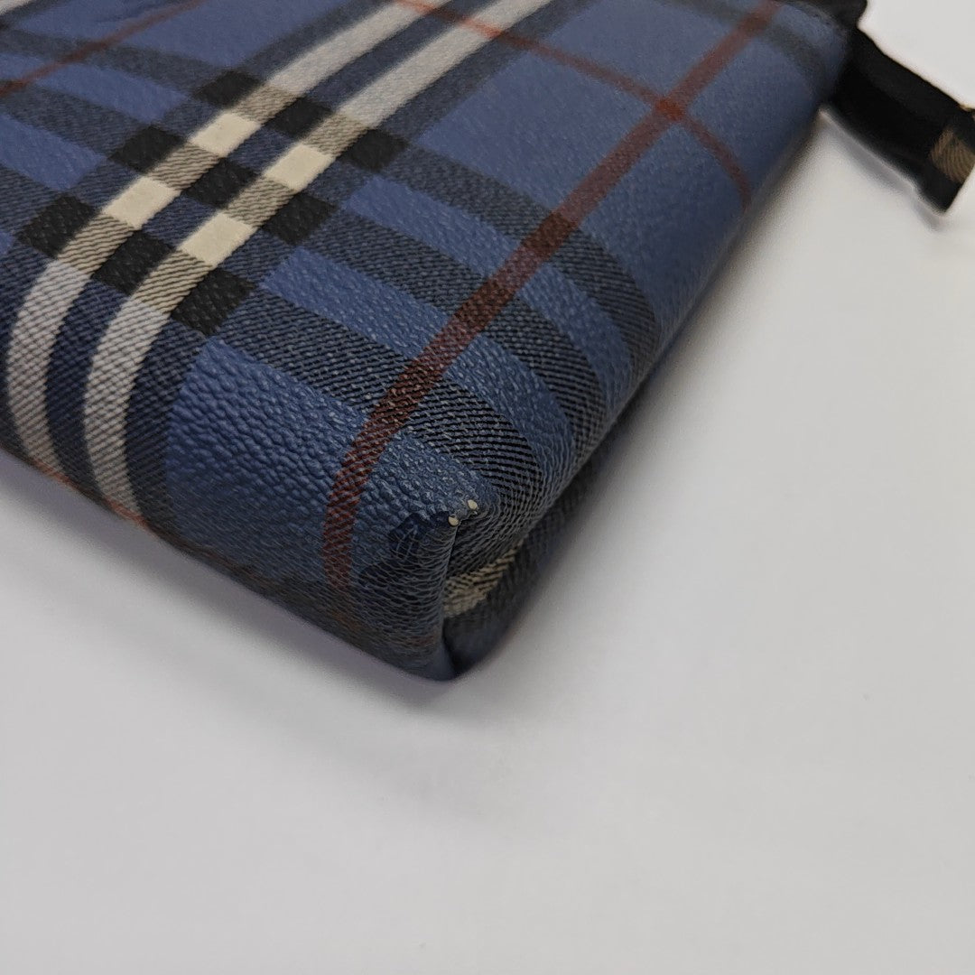 Coated Canvas Clutch Blue