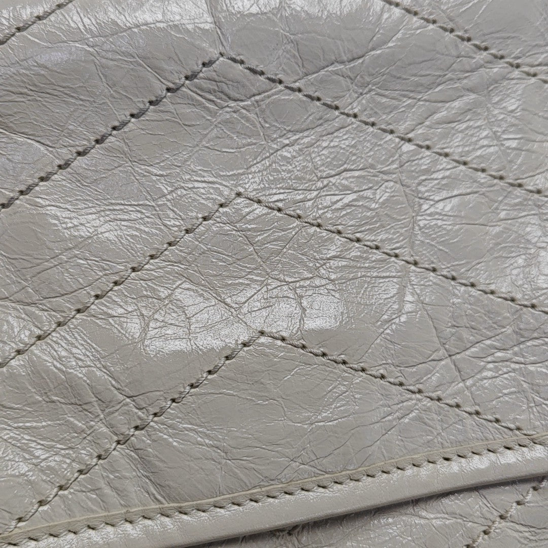NIKI Small Chevron Calfskin White