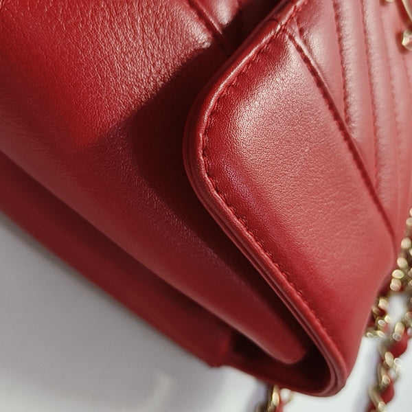 Chevron, Quilted Calfskin Red