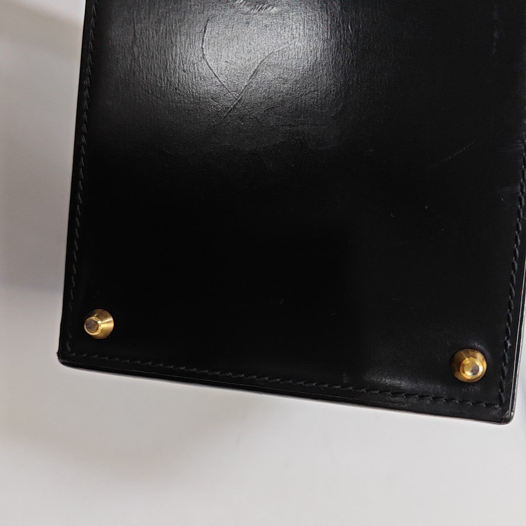 Calfskin Top Handle Bag Black