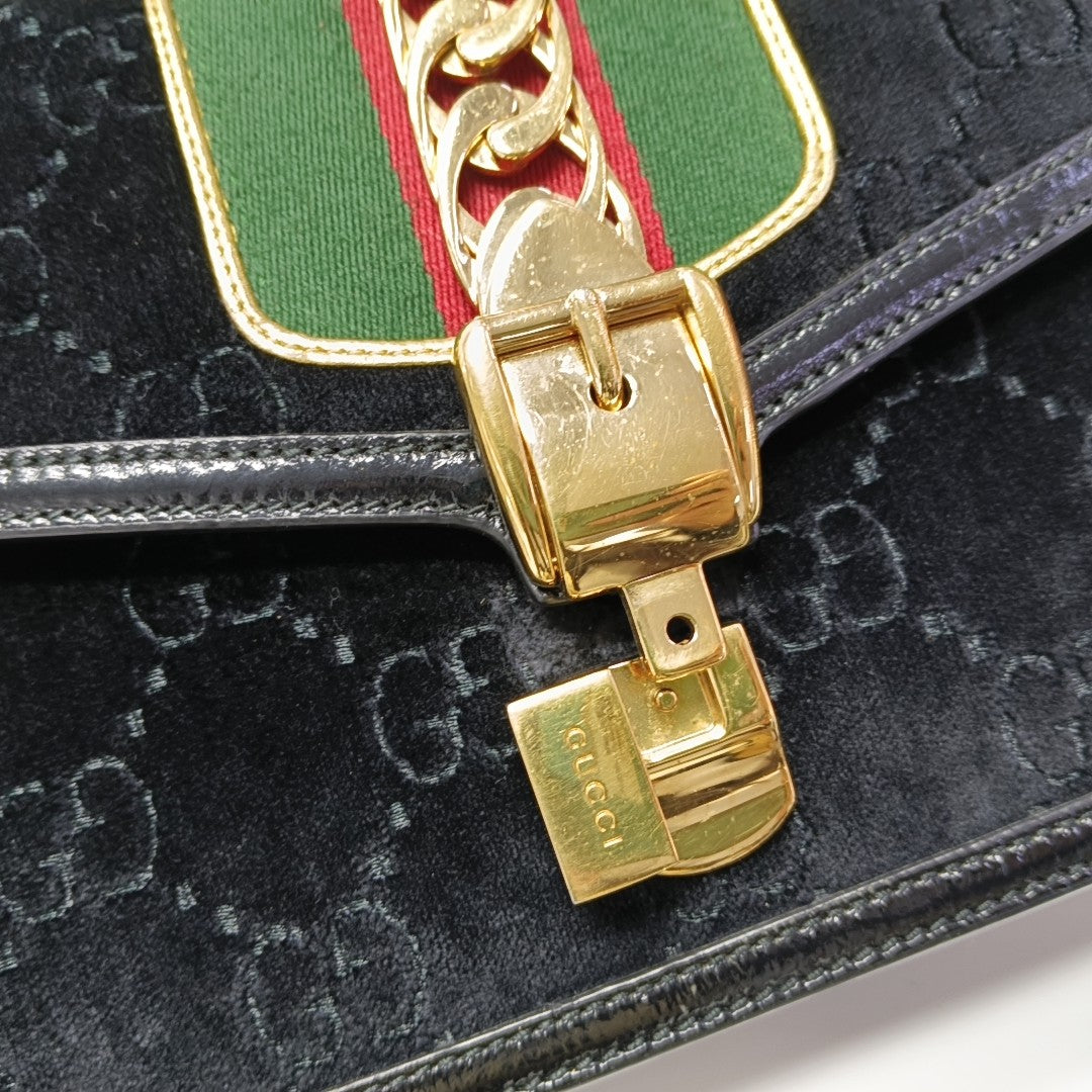 Sylvie Small Monogram Velvet Black