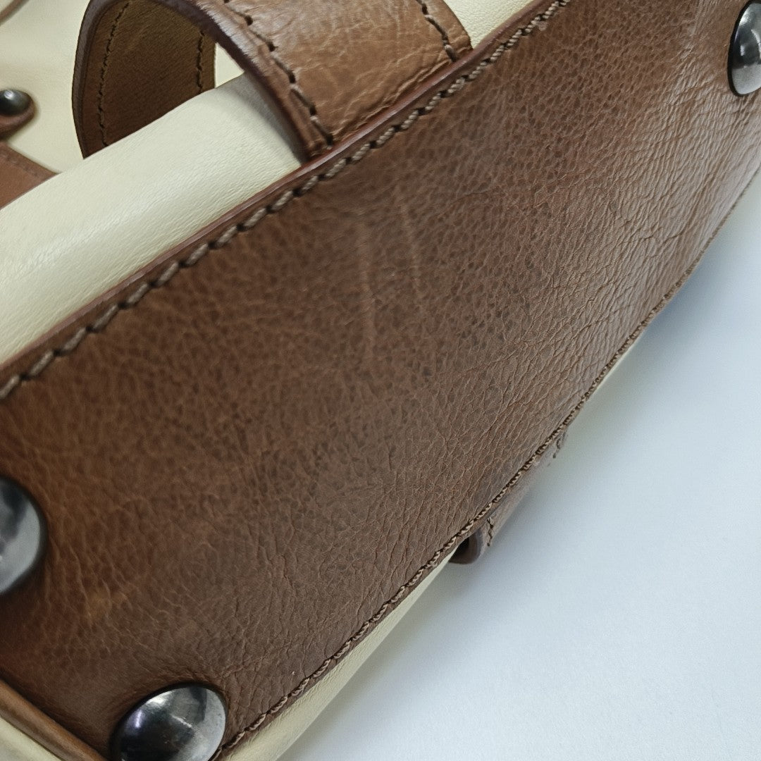 Calfskin Top Handle Bag Beige