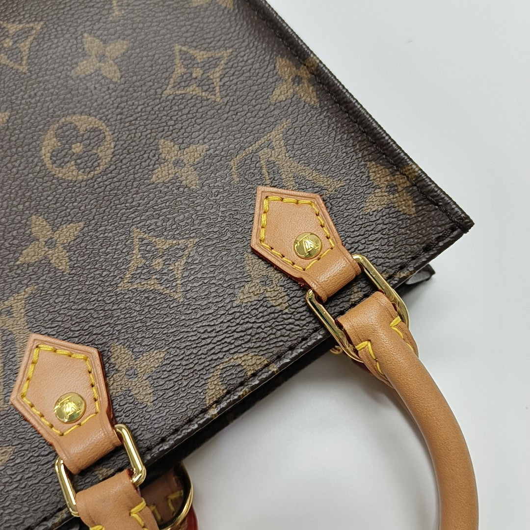 SAC PLAT Mini Monogram Coated Canvas Brown