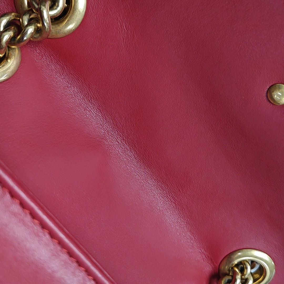 GG Marmont Small Quilted Calfskin Red