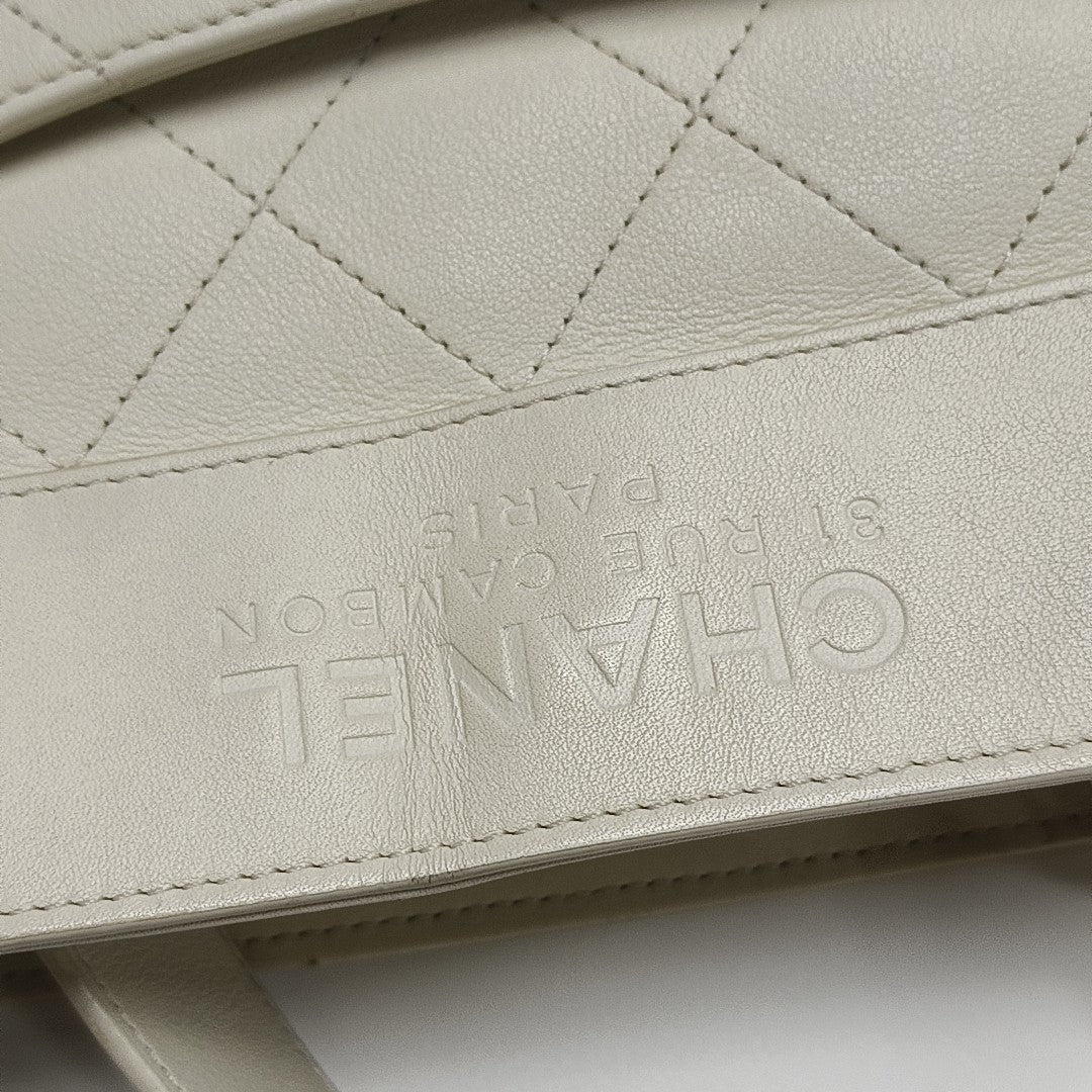 Quilted Calfskin Shoulder Bag White