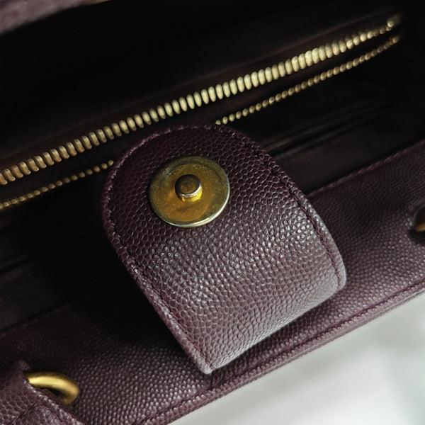 Quilted Grained Calfskin Shoulder Bag Red
