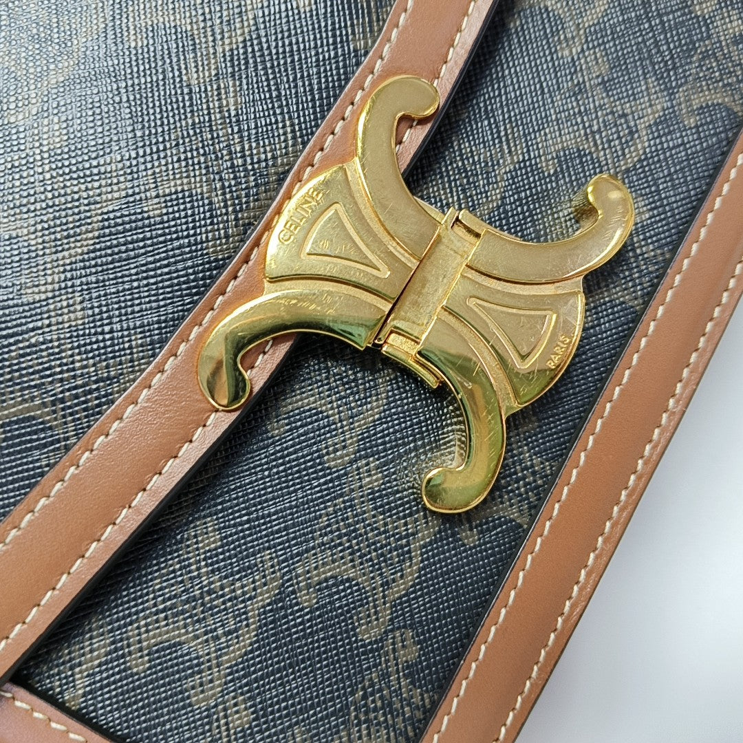 TRIOMPHE Small Coated Canvas Brown