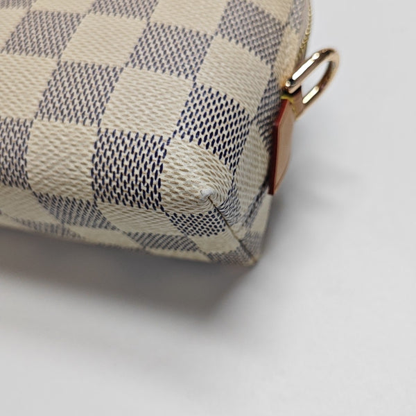COSMETIC PM Damier Azur Coated Canvas White