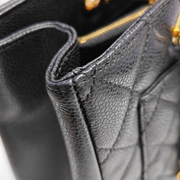 CHANEL GST Large Quilted Grained Calfskin Black