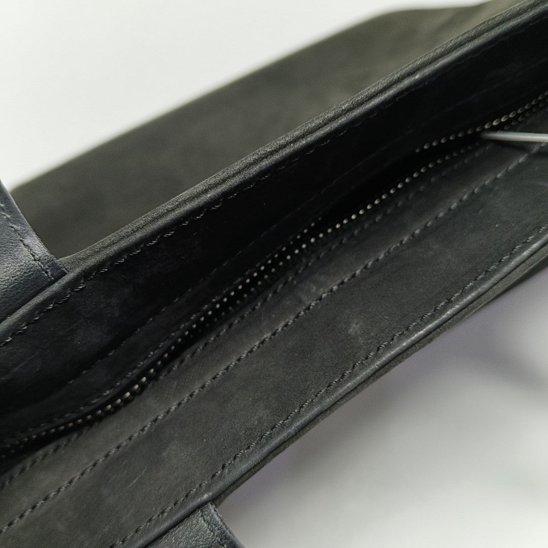 Suede Top Handle Bag Black