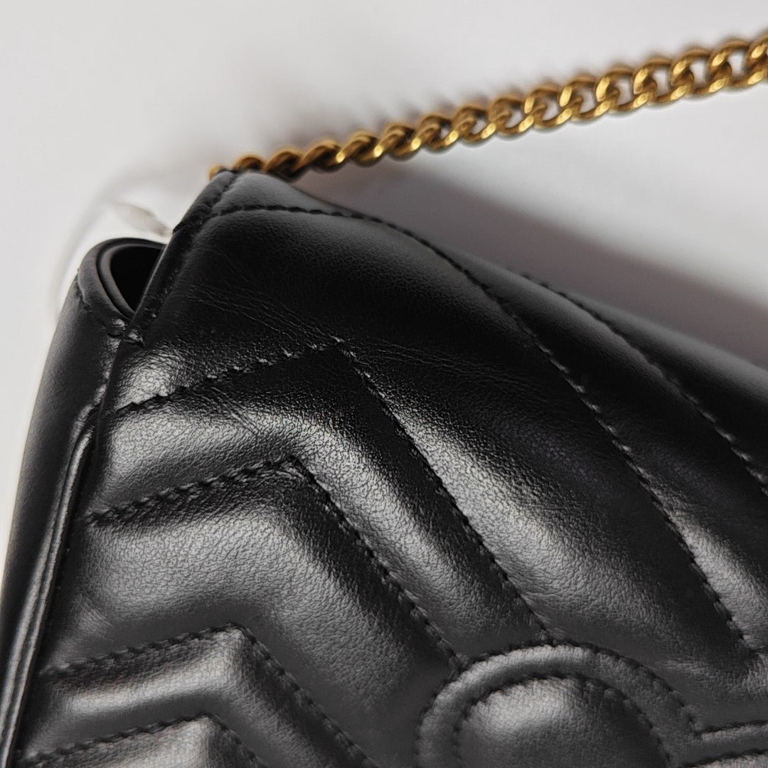 GG Marmont Mini Quilted Calfskin Black