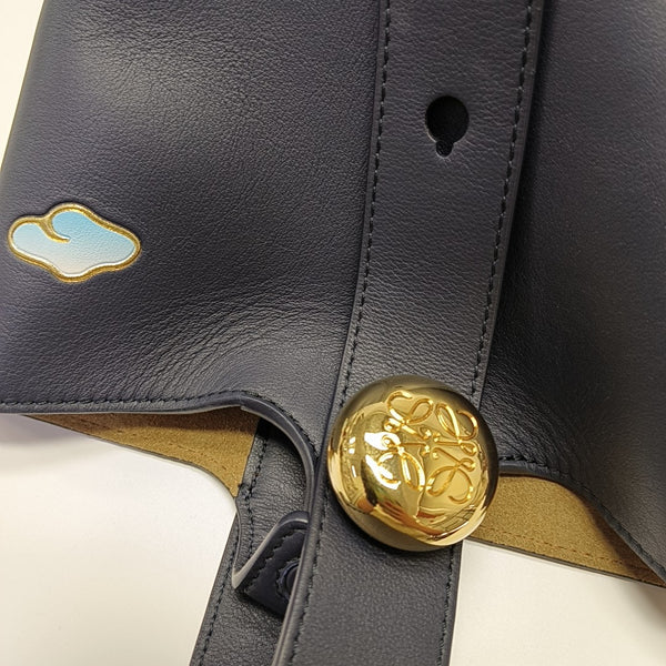 Pebble Bucket Mini Calfskin Blue