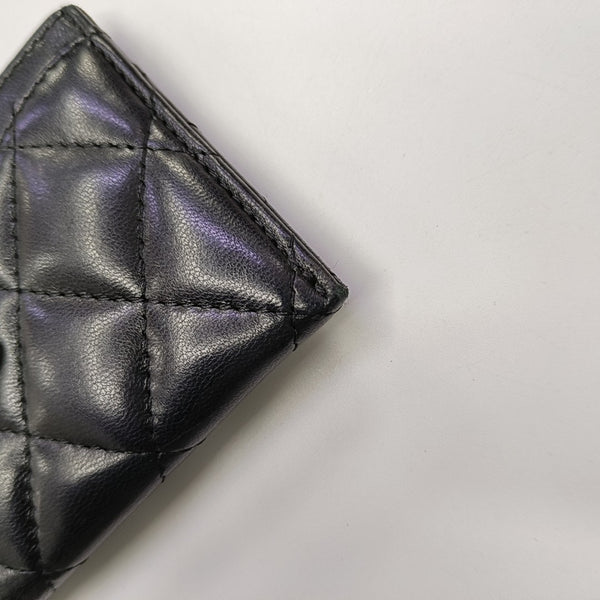 Quilted Lambskin Card Holder Black
