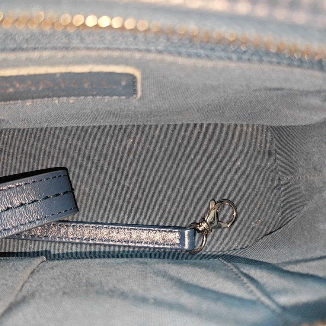 GABRIELLE Small Chevron Calfskin Blue