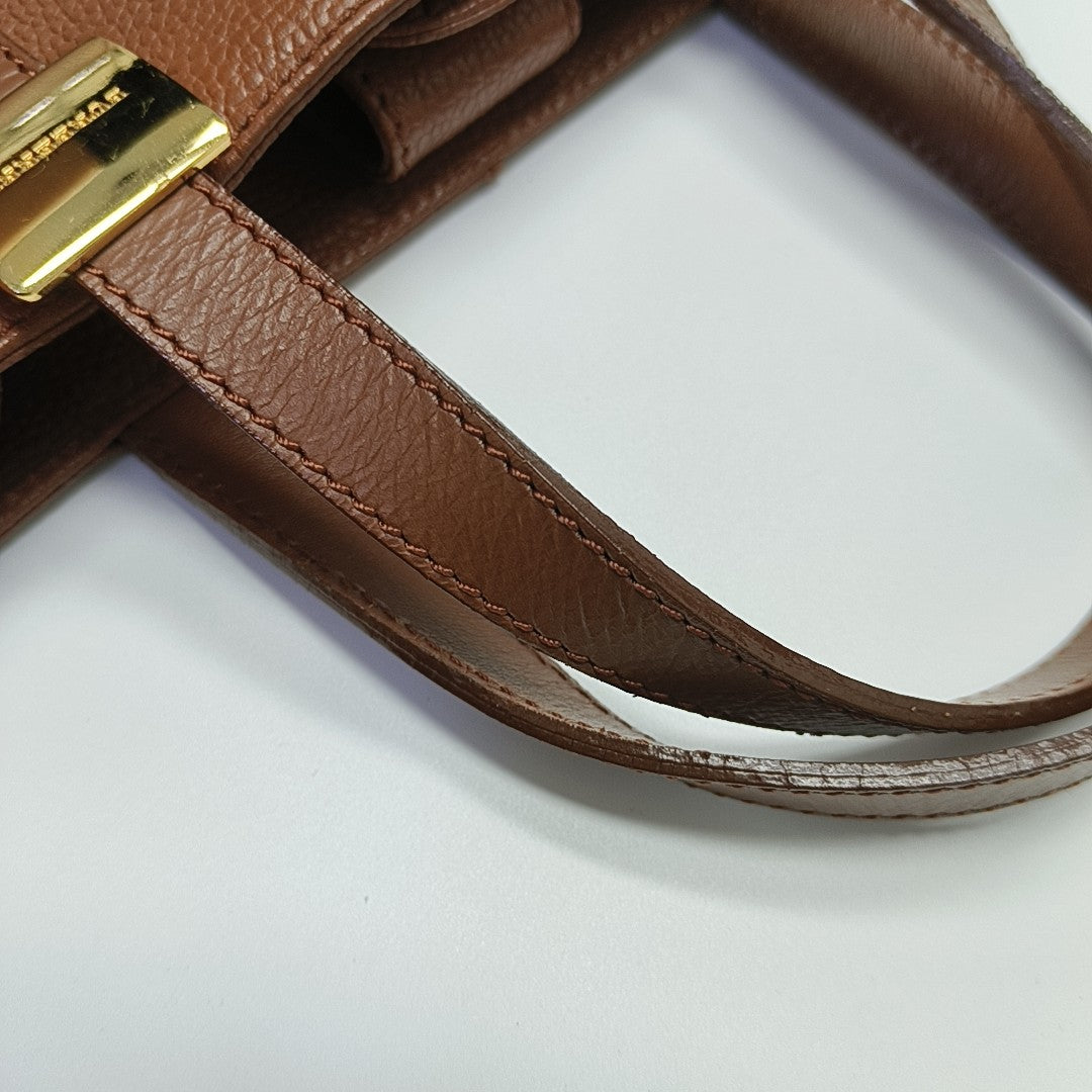 Calfskin Top Handle Bag Brown