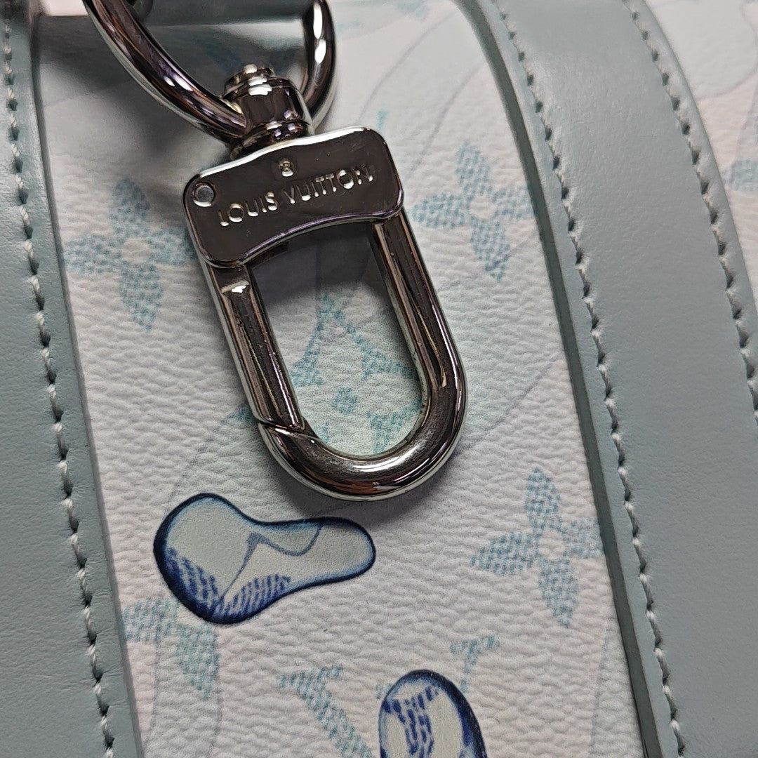 KEEPALL 25 Monogram Coated Canvas Blue