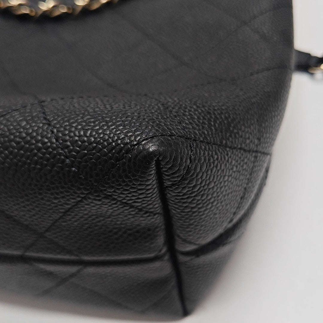 Quilted Grained Calfskin Tote Bag Black