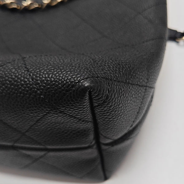 Quilted Grained Calfskin Tote Bag Black