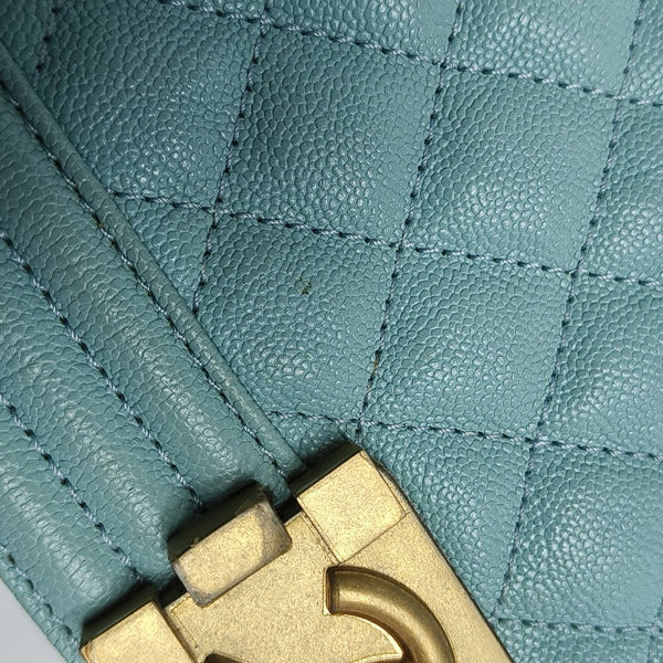 BOY CHANEL Medium Quilted Grained Calfskin Blue