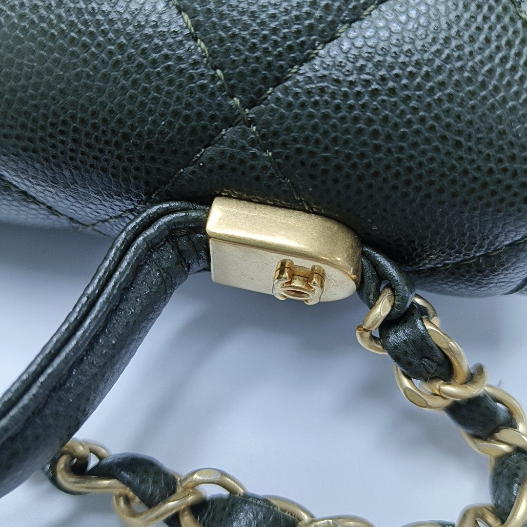 Quilted Grained Calfskin Small Green