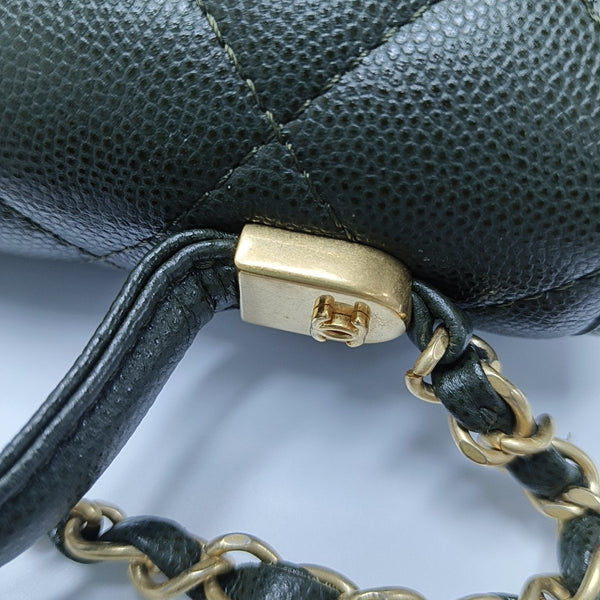 Quilted Grained Calfskin Small Green