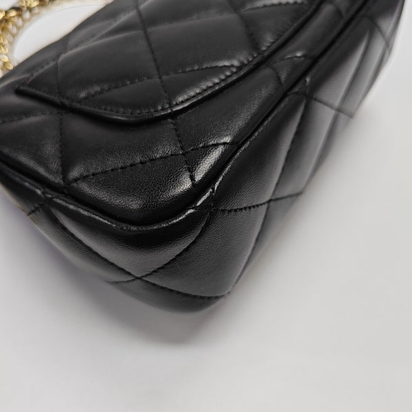 Quilted Lambskin Shoulder Bag Mini Black