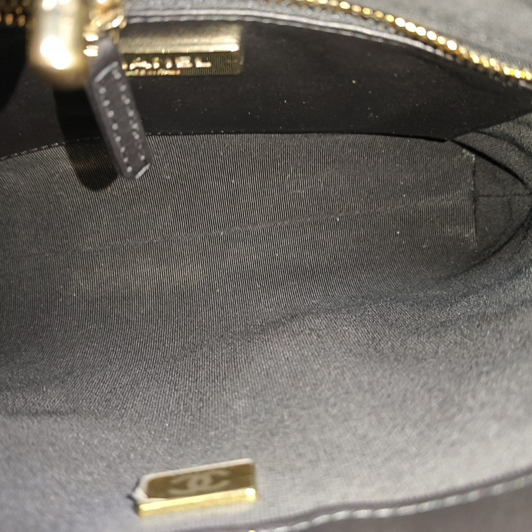 CHANEL 31 Mini Quilted Waxed Cafskin Black