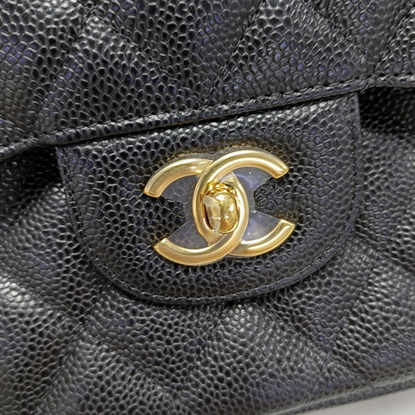 CLASSIC FLAP Jumbo Quilted Grained Calfskin Black