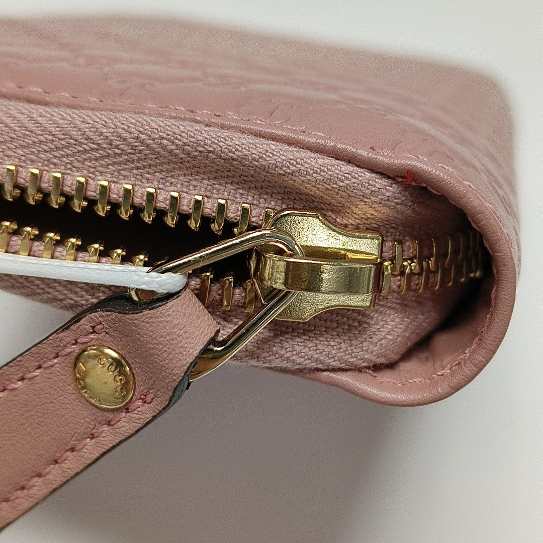 Microguccissima Monogram Calfskin Pink Wallet