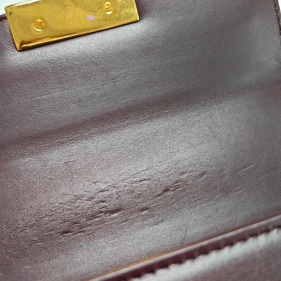 Authenticated pre-owned  30 Montaigne Oblique Calfskin Burgundy - Shoulder Bag at Looply