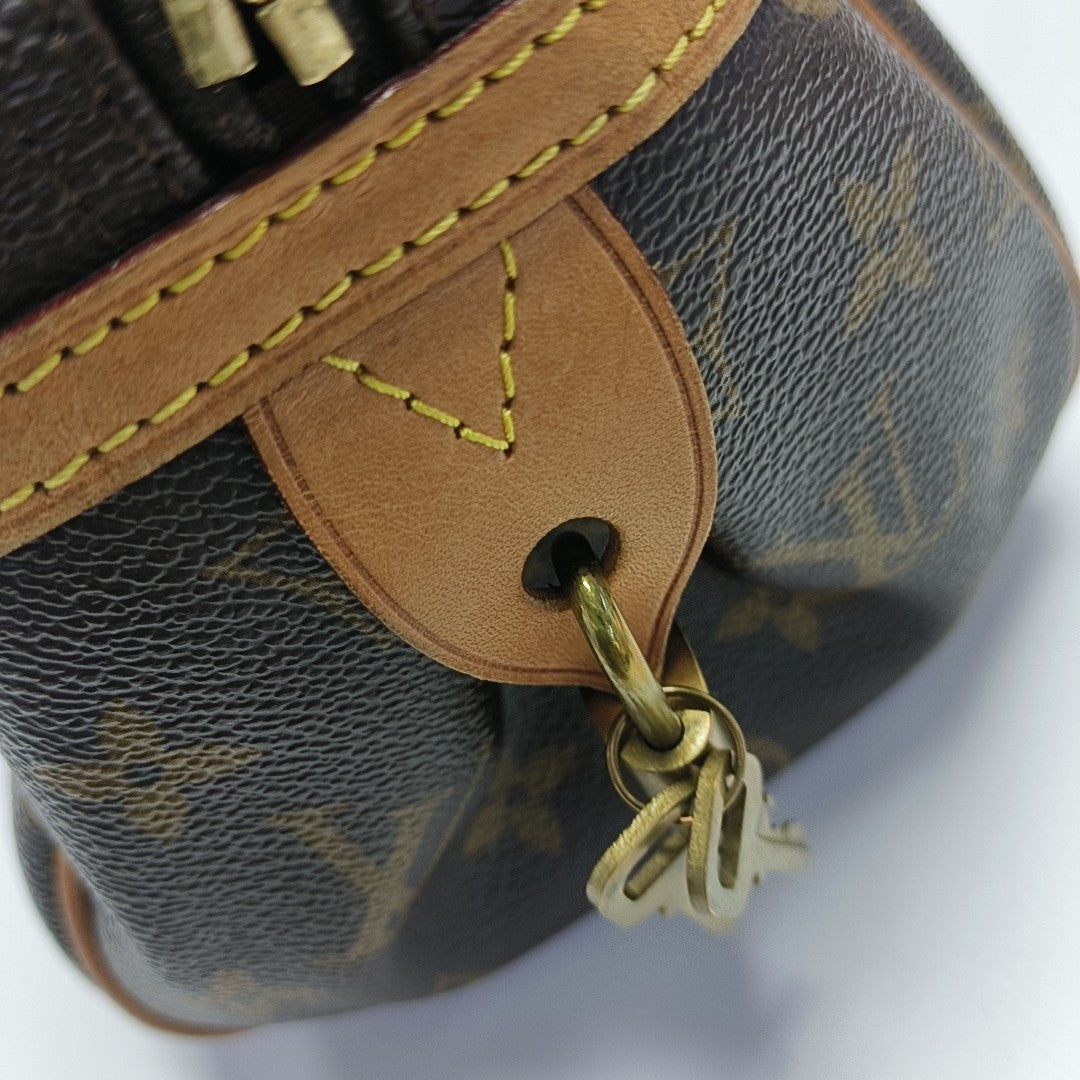 MONTORGUEI PM Monogram Coated Canvas Brown